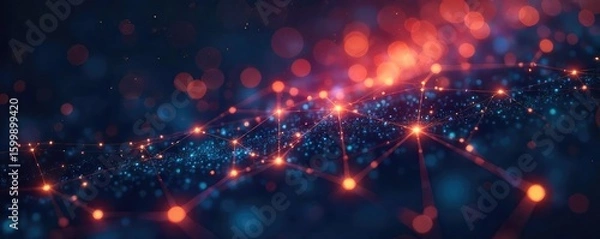 Fototapeta Diverse network nodes glowing, interconnected lines forming a futuristic constellation, symbolizing innovative connections and technological advancement , networked, abstract