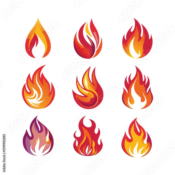 Fototapeta Dynamic Flame Vector Set