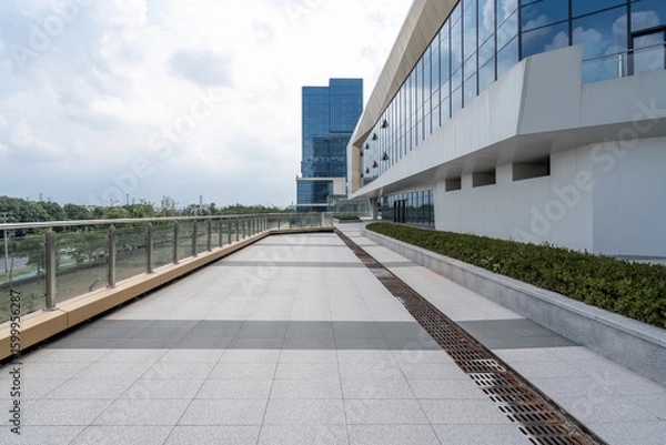 Fototapeta empty ground with modern building
