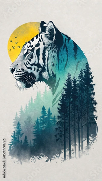 Obraz 4K Forest and Tiger Theme