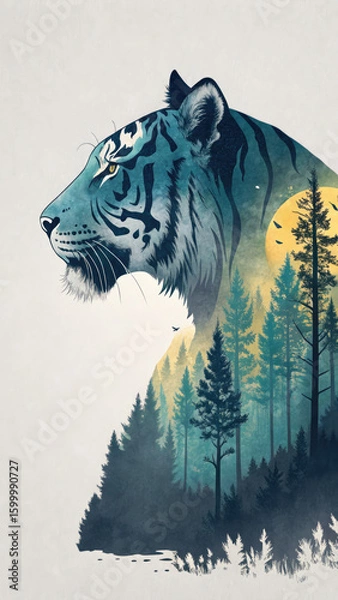 Obraz 4K Forest and Tiger Theme