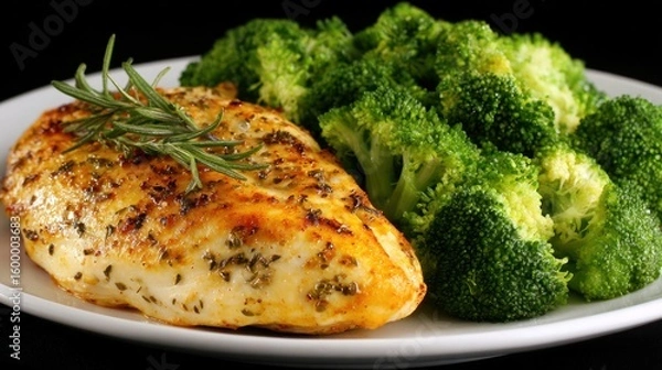 Obraz Roasted chicken breast with broccoli