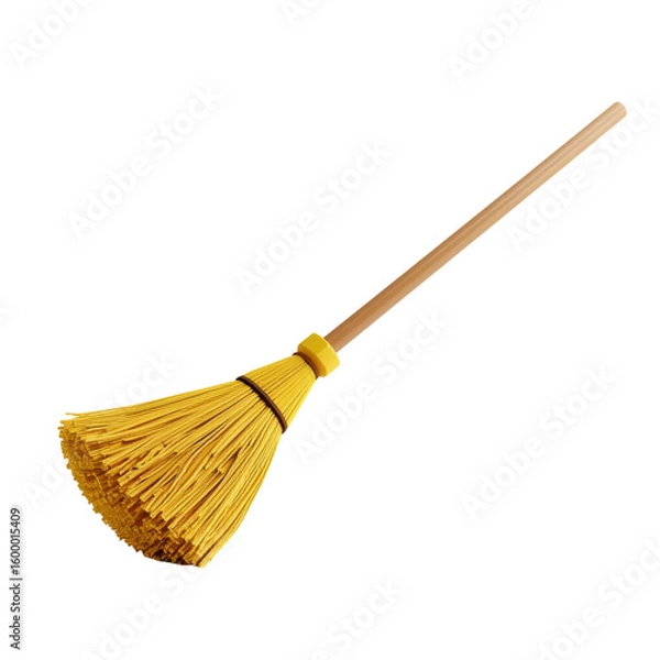 Fototapeta there is a broom with a wooden handle on a black background