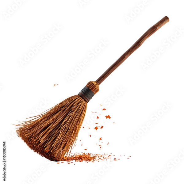 Fototapeta there is a broom with a broom handle and a pile of dirt