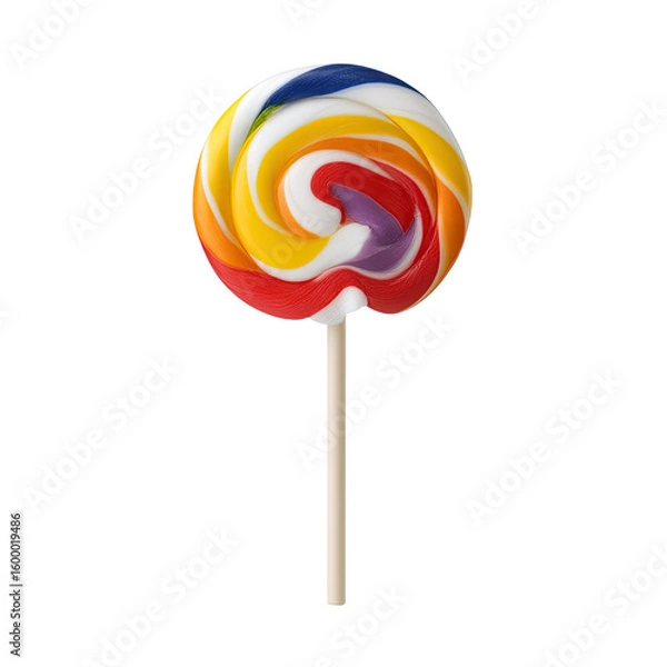 Fototapeta Colorful Swirled Lollipop Treat on a Stick, Perfect for Celebrations, Parties, and Candy Buffets in Bright and Cheerful Palette