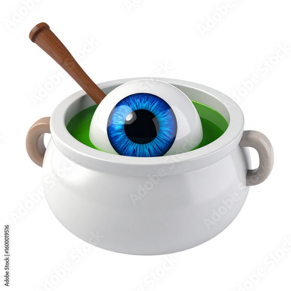 Fototapeta there is a pot with a spoon and a blue eye in it