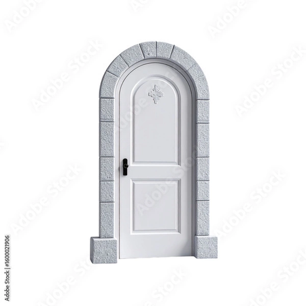 Fototapeta there is a white door with a stone arch on the side