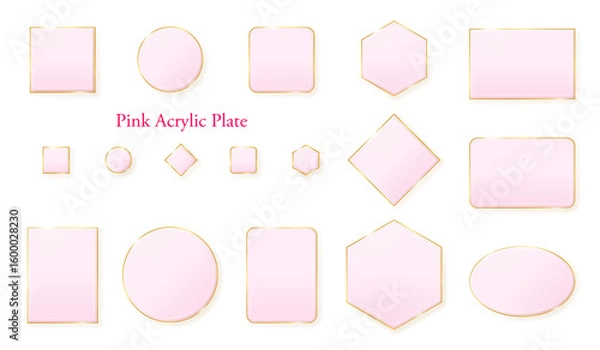 Obraz 金フチの透明ピンクフレーム