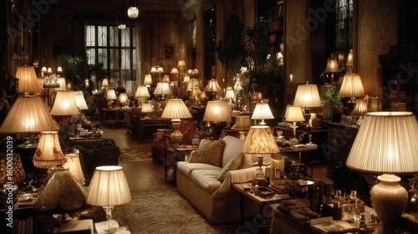 Obraz Luxurious interior, many lamps