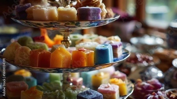 Obraz Colorful sweet treats on tiered display (1)