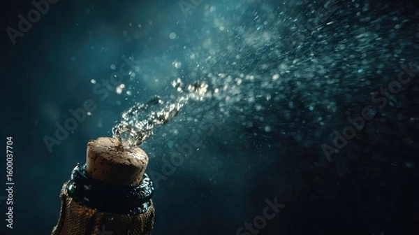 Obraz Champagne bottle cork popping