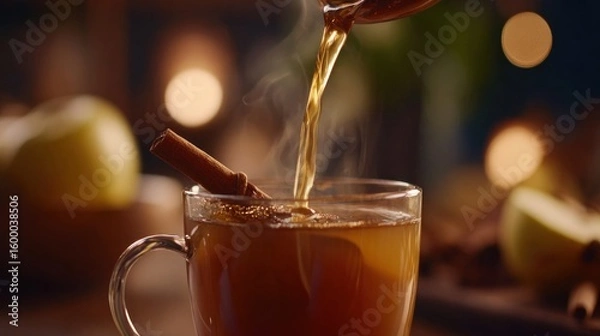 Obraz Hot apple cider being poured