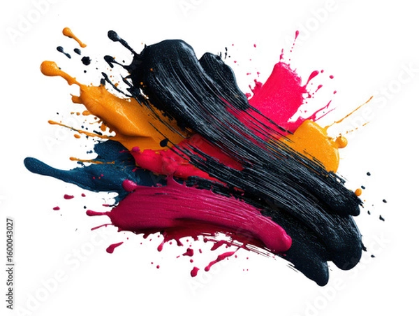 Fototapeta Colorful Ink Splatter: A vivid burst of vibrant colors, a mesmerizing dance of hues created by the dynamic collision of ink droplets, perfect for design projects 
