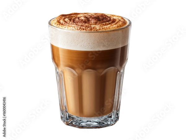 Fototapeta Delicious coffee Latte: A fresh and inviting latte in a glass cup. A perfect visual for coffee lovers and cafe menus. 