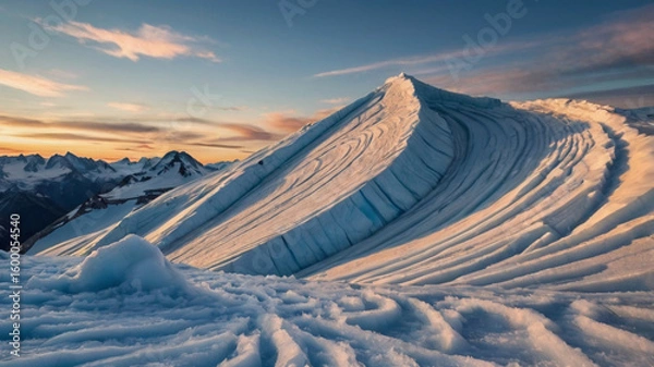 Obraz Spiral Snow Pattern on Glacier at Sunset
