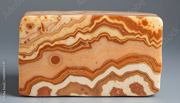 Fototapeta A block of mookaite jasper with earthy tones and natural pattern