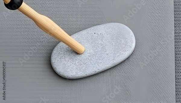 Fototapeta A flat oval stone ideal for use with a rake in Zen garden design