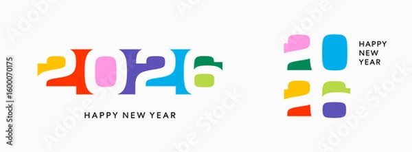 Fototapeta Colorful 2026 logo card, New Year number set