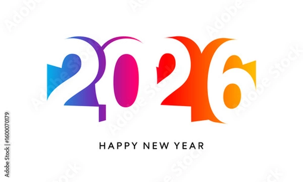 Fototapeta 2026 colorful 3D logo, New Year number isolated