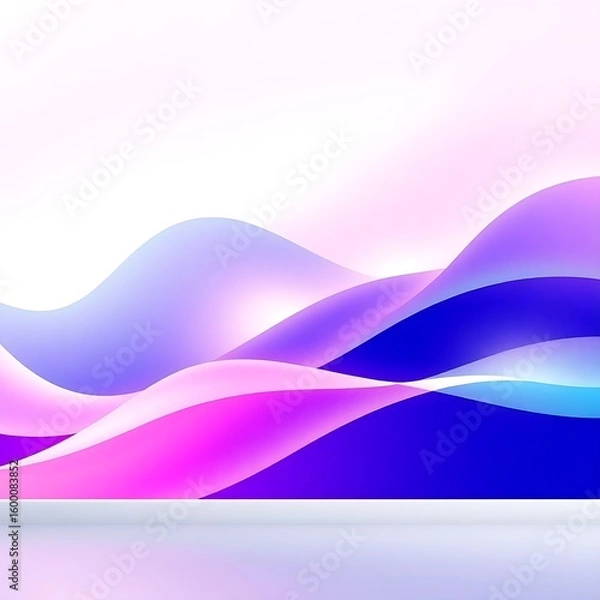 Fototapeta A fluid and soft gradient abstract background with wavy layers in bright violet, purple, and blue hues provides a calming and modern aesthetic.