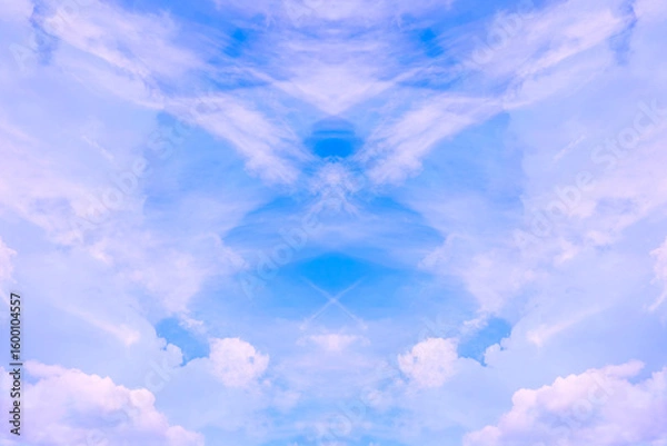 Fototapeta Symmetry.Blue sky with wavy clouds with symmetrical sides