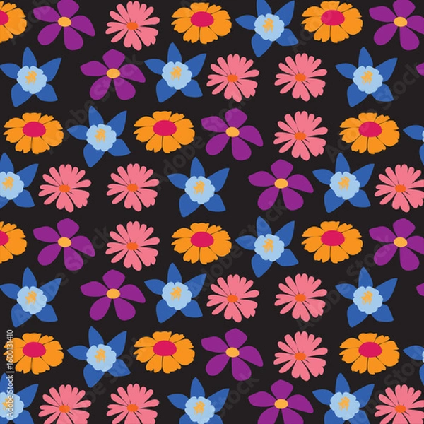 Obraz Seamless floral pattern with simple pretty small flowers