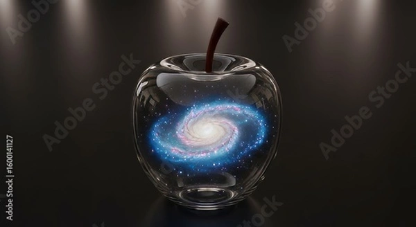 Fototapeta Celestial fruit: A cosmic galaxy encapsulated within a transparent apple form art
