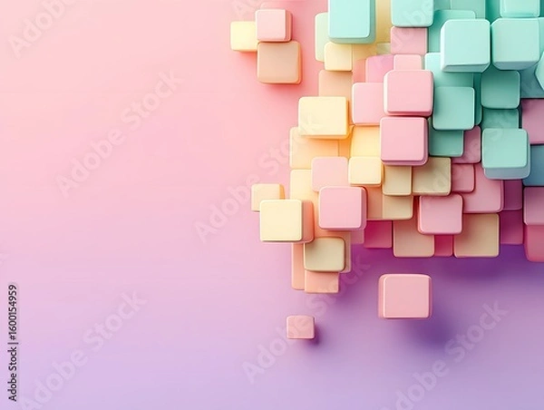 Fototapeta Pastel color cubes background for graphic design and digital art projects download now