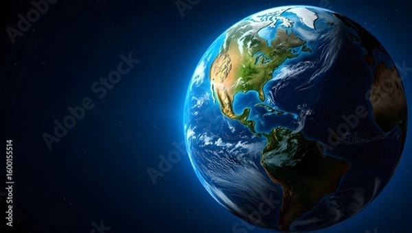 Fototapeta Earth globe view from space showing north america and south america continents view