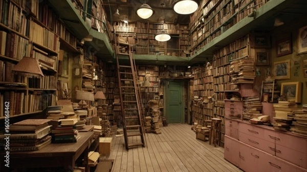 Obraz A vast, cluttered library