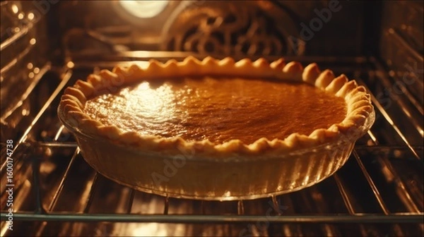 Obraz Pumpkin pie baking in oven (3)