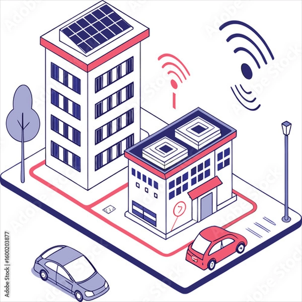 Fototapeta vector isometric building with city