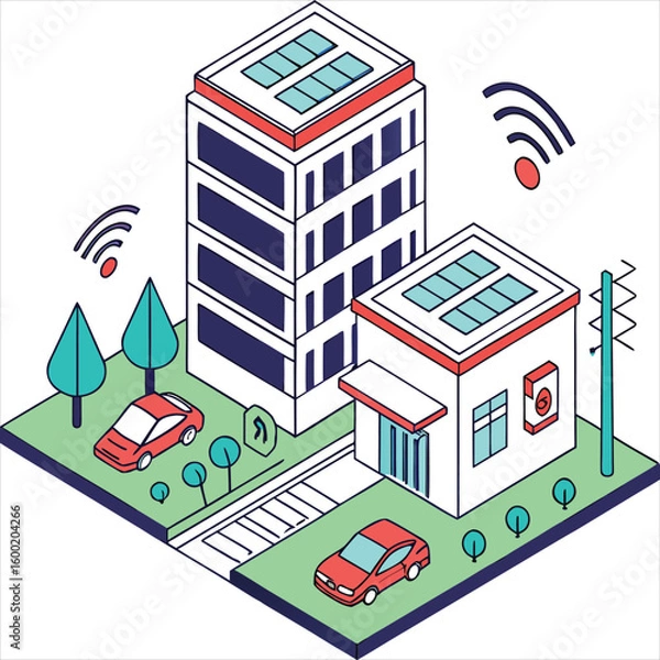 Obraz vector isometric city buildings