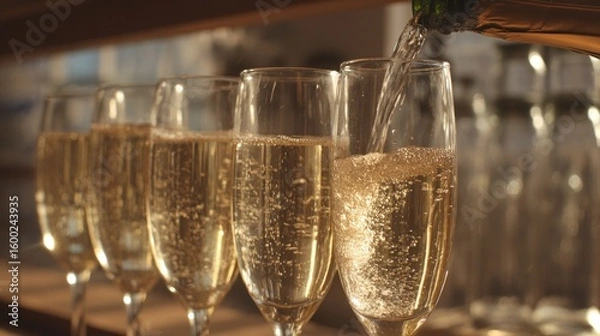 Obraz Sparkling wine being poured