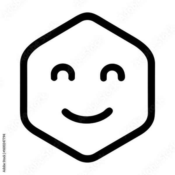 Fototapeta Simple Outline Smiley Face in Hexagon Shape Icon for Chat Application