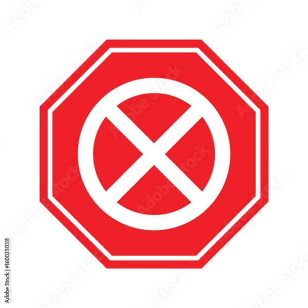 Obraz Do Not Enter Road Sign – Circle Cross Symbol for Traffic Restriction