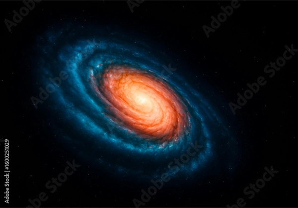 Fototapeta Spiral galaxy swirling in space with glowing stars and cosmic vortex background