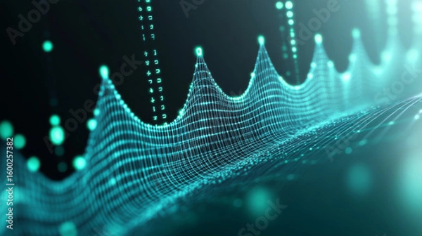 Fototapeta Abstract digital background with interconnected lines and glowing nodes