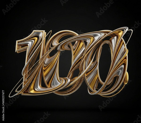 Fototapeta The number “100” with a bright pink neon display, looks like a neon light glowing bright fuchsia red, giving the impression of “peak” or “ultimate” as in achievement or milestone.