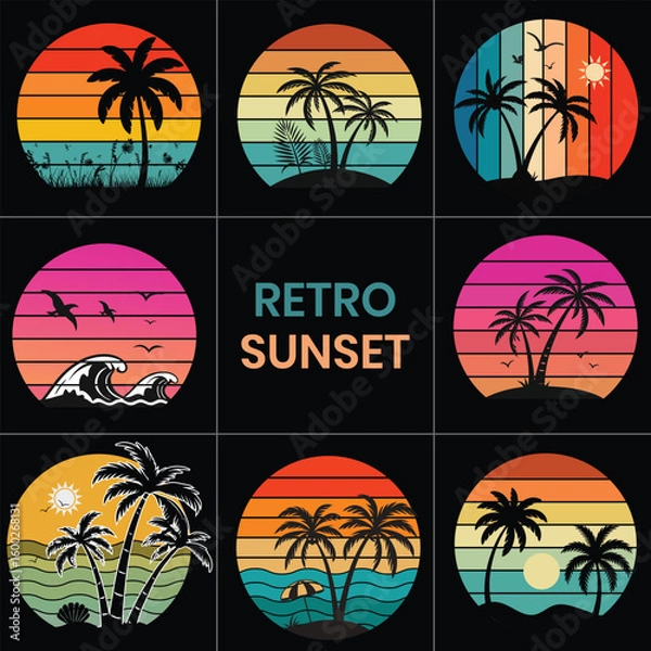 Fototapeta Retro Sunset EPS Bundle