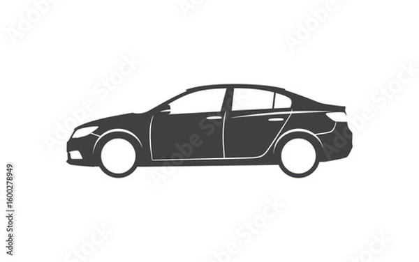 Obraz Sleek sedan silhouette for automotive marketing and design projects, ideal for car dealerships and transportation industry branding materials
