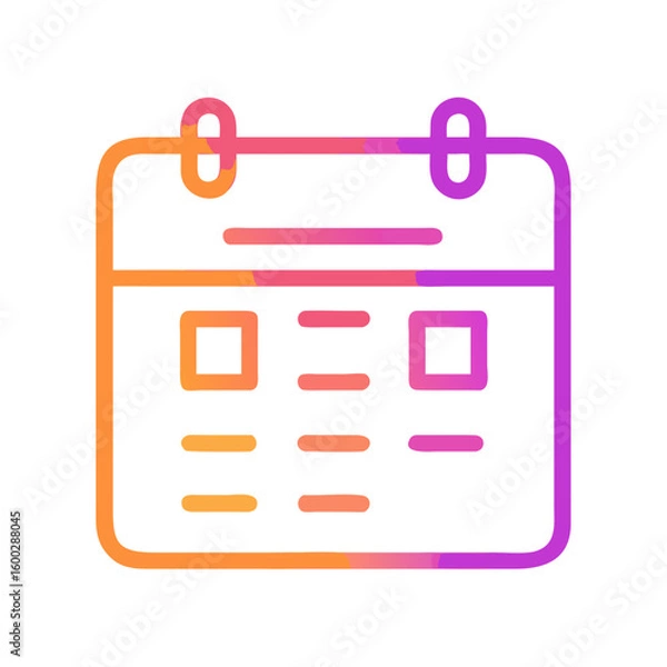 Fototapeta Colorful calendar icon in minimalistic design with gradient style  