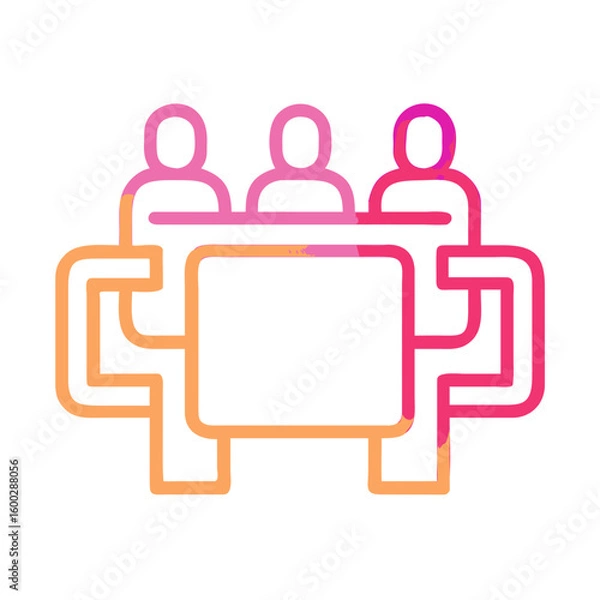 Fototapeta Three people sitting at a table discussing in a modern style  