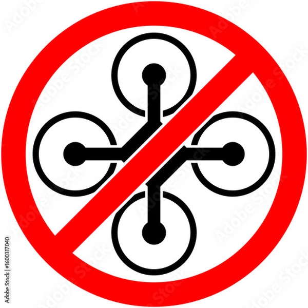 Obraz No drone, multicopter prohibited symbol.
