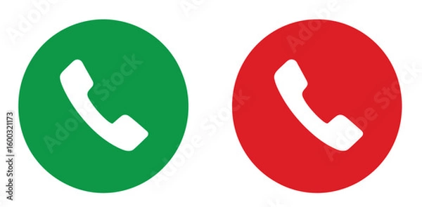 Fototapeta Red glossy 3D phone icon button for web contact and communication