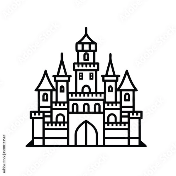 Fototapeta Castle outline icon vector isolated on white background