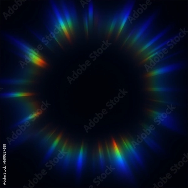 Fototapeta Abstract colorful blue background with glowing rays and bright light burst pattern