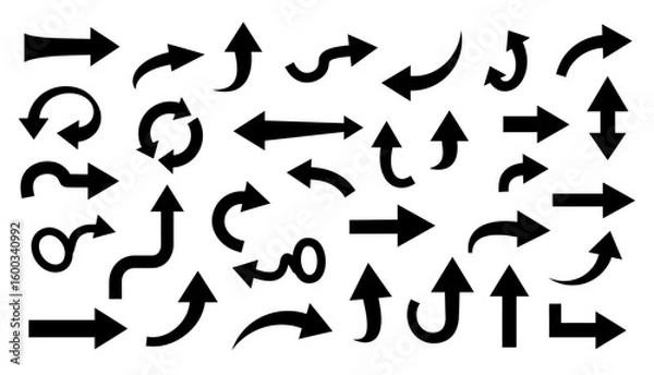 Obraz A collection of various black arrow silhouettes vector.
