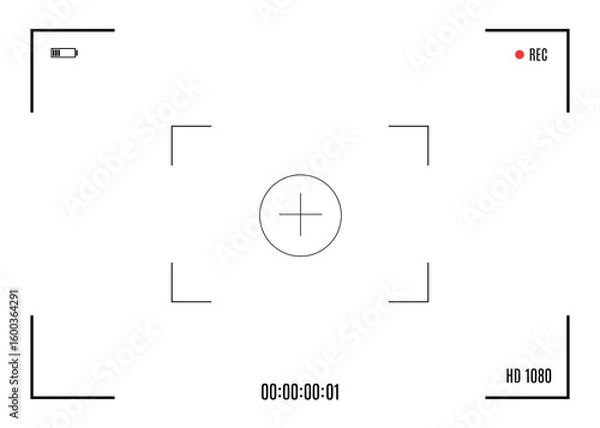 Fototapeta PNG background for cinematic production with camera photo view and zoom exposure overlay shows blank electronic display camcorder shutter snapshot frame and picture from surveillance or film

