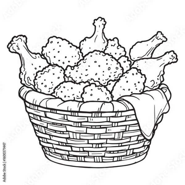 Obraz Fried chicken cler vision line art tasty juicy bites